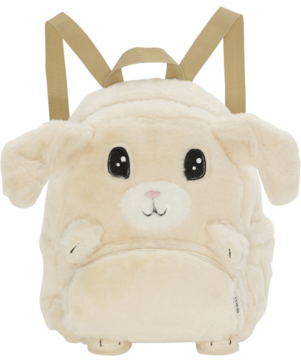 Furry Bag - Pearled Ivory - Liten vit kaninryggsäck i päls.