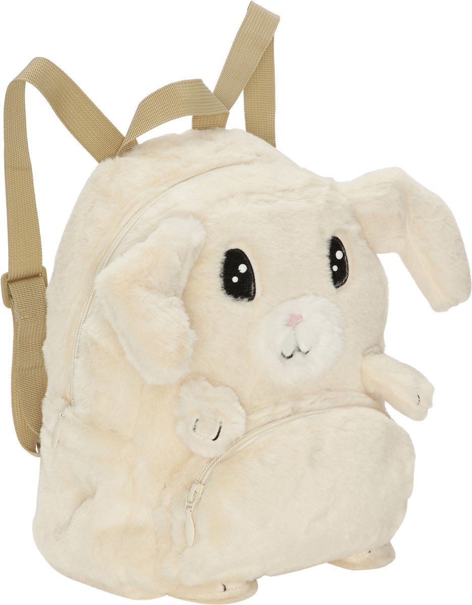Furry Bag - Pearled Ivory - Liten vit kaninryggsäck i päls.