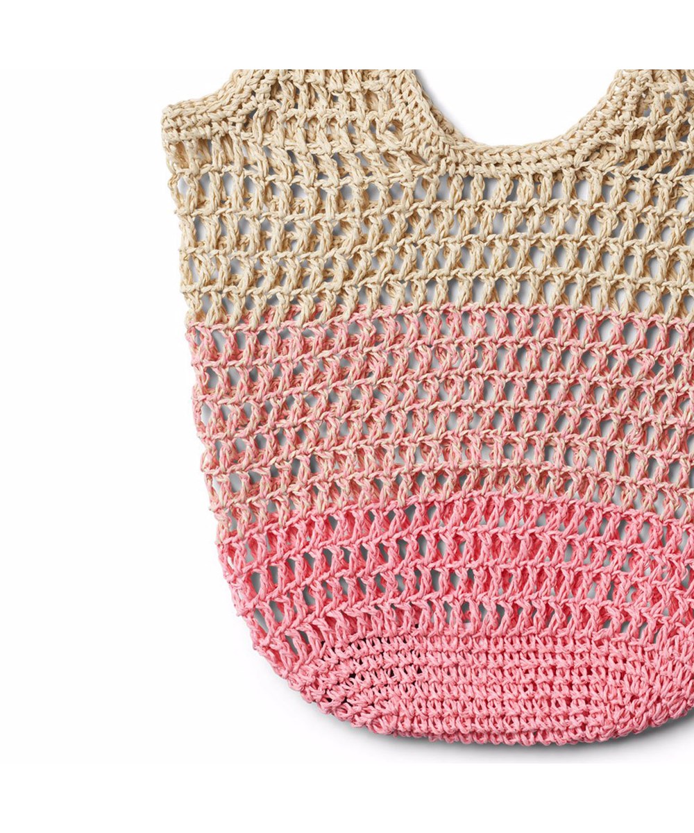 Vega Bag - Pink Lemonade - Virkat nät i rosa och beige för barn.