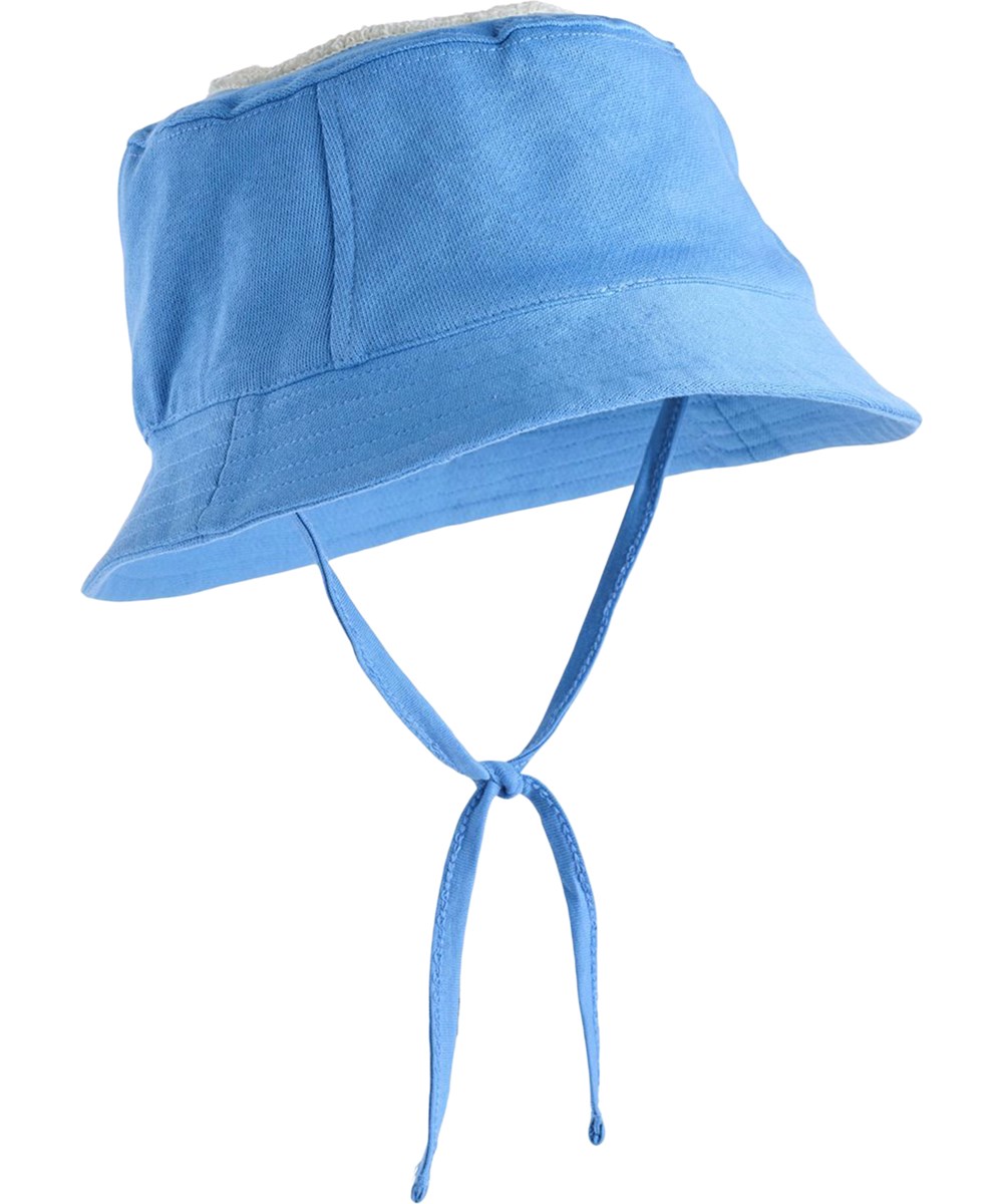 Nomly - Blue Tide - Blauwe zonnehoed voor kinderen gemaakt van biologisch katoen met leuk artwork