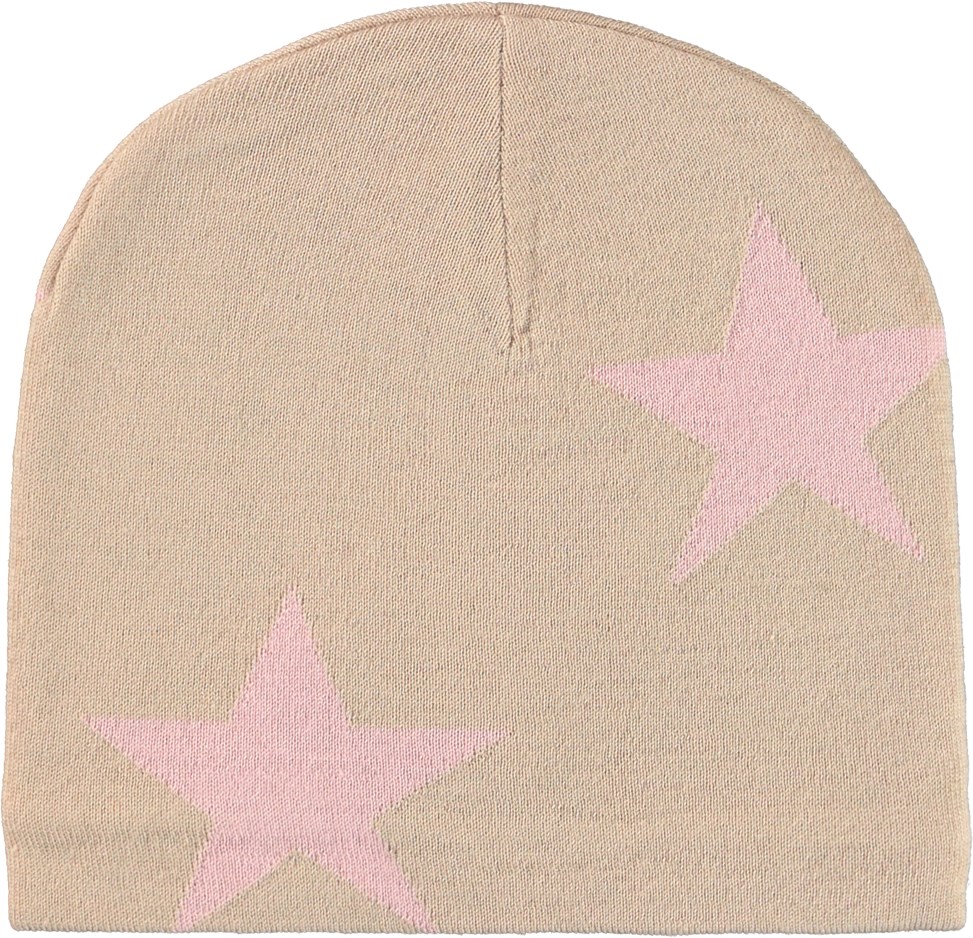 Colder - Powder Rose - Beige en lichtroze gebreide muts met sterren