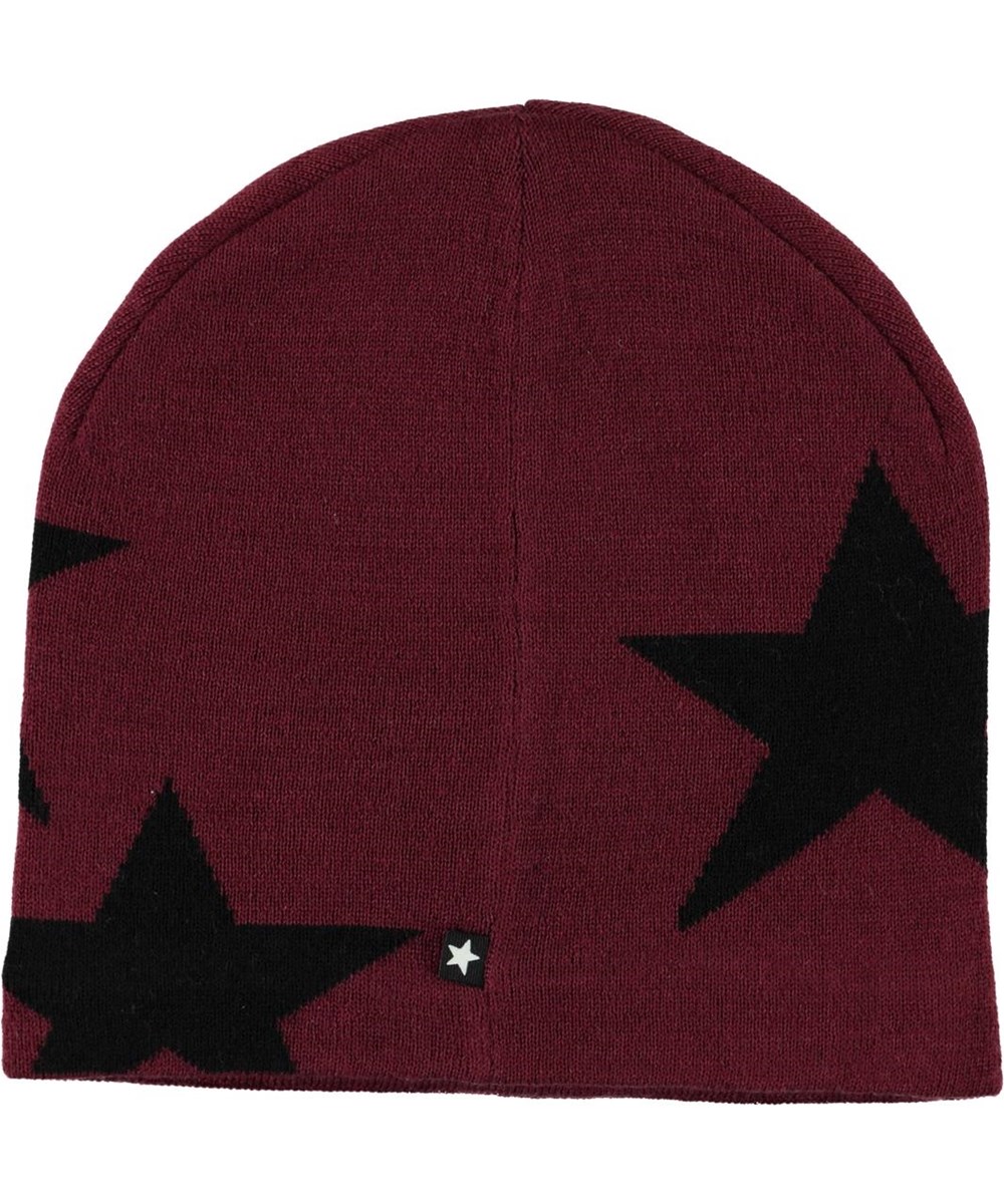 Colder - Maroon - Bordeaux rode gebreide muts met sterren