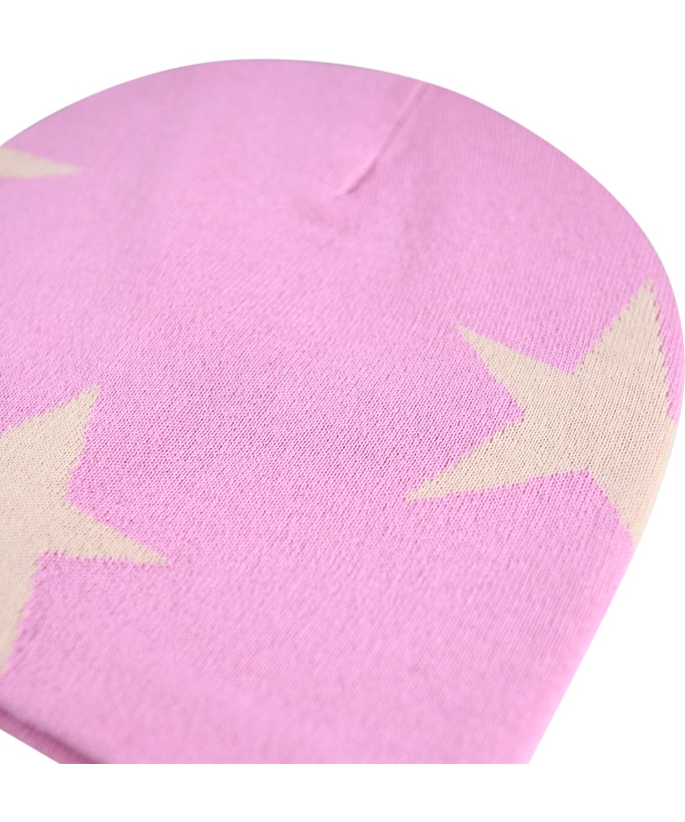 Colder - Purple Ray - Roze gebreide kindermuts met crèmekleurige sterren.