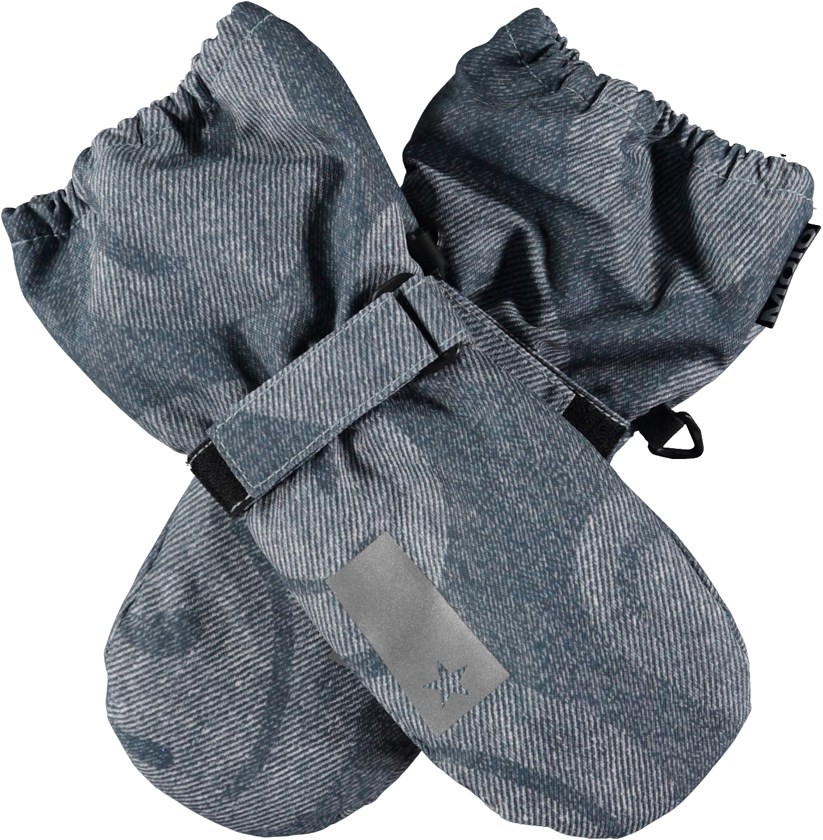 Igor - Denim Swirley - Blauwe wanten met smiley print