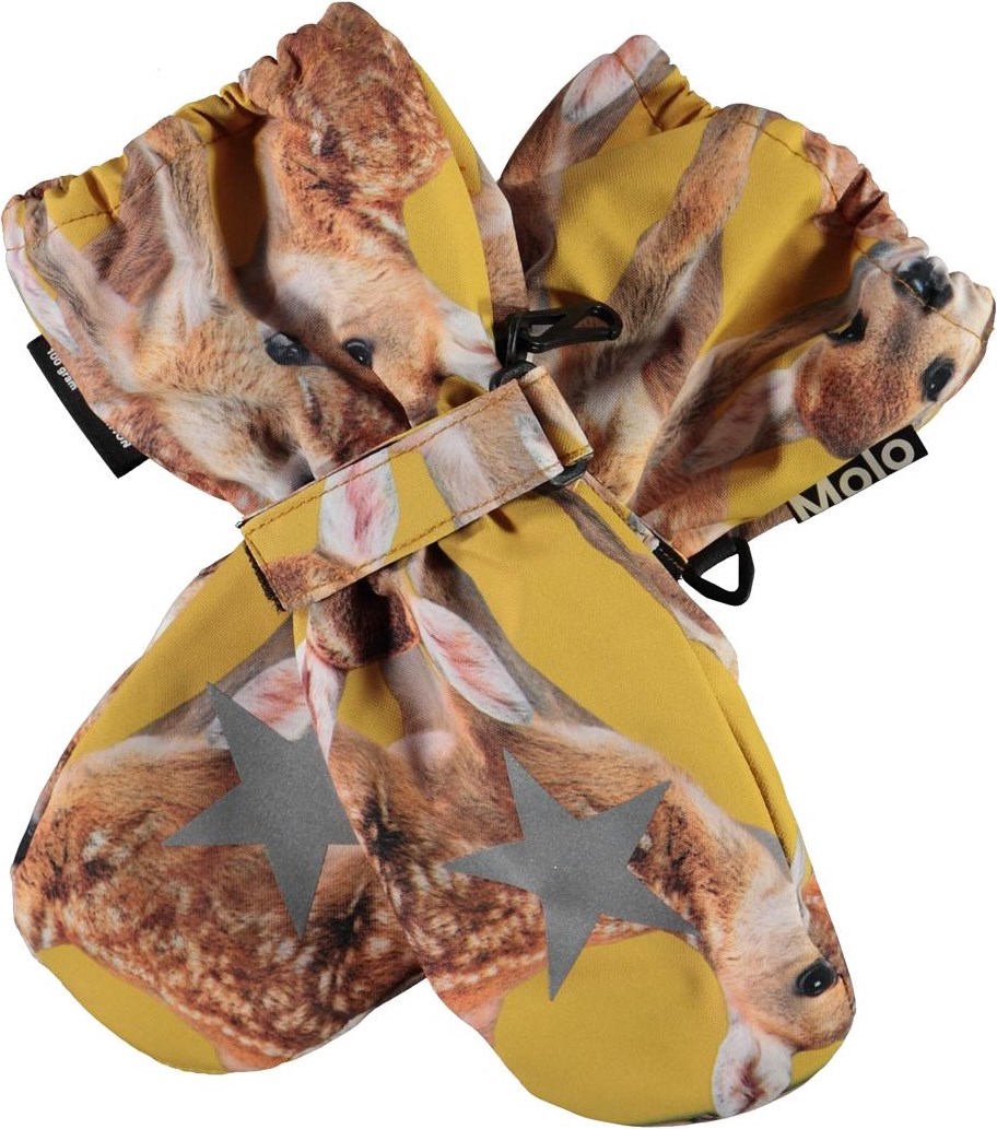 Igor - Fawns - Gele winterwanten met print van hertjes