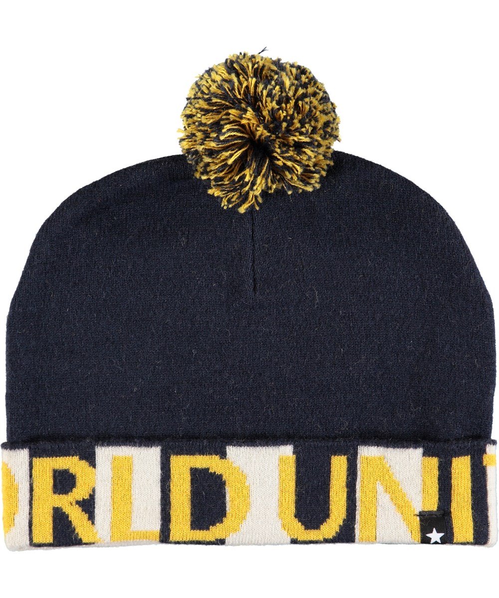 Kaiden - World United Blue - Donkerblauwe muts met pompon