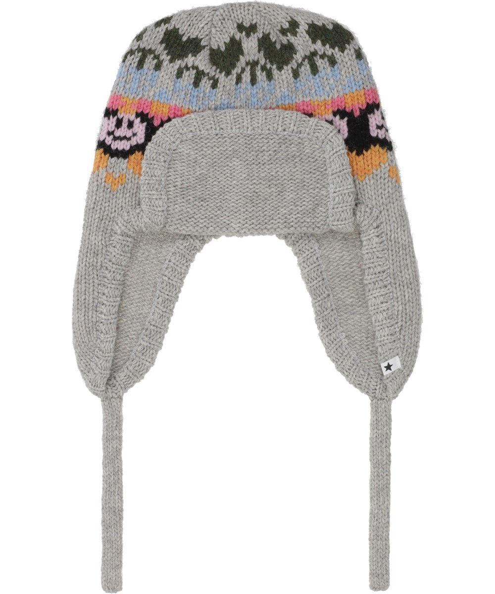 Kamma - Light Grey Melange - Grijze gebreide muts met kleppen