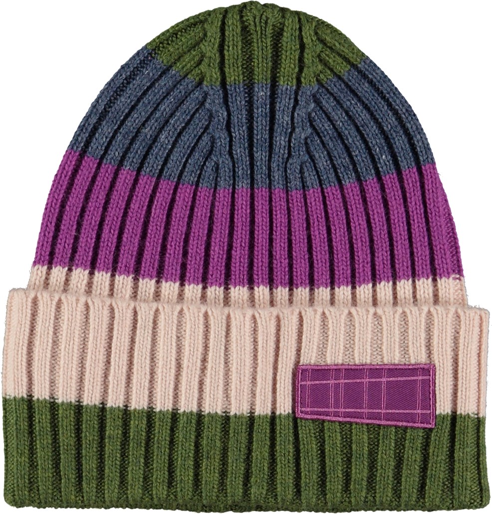 Karli - Bold Stripes - Gestreepte muts in wolmix met omslag onderaan