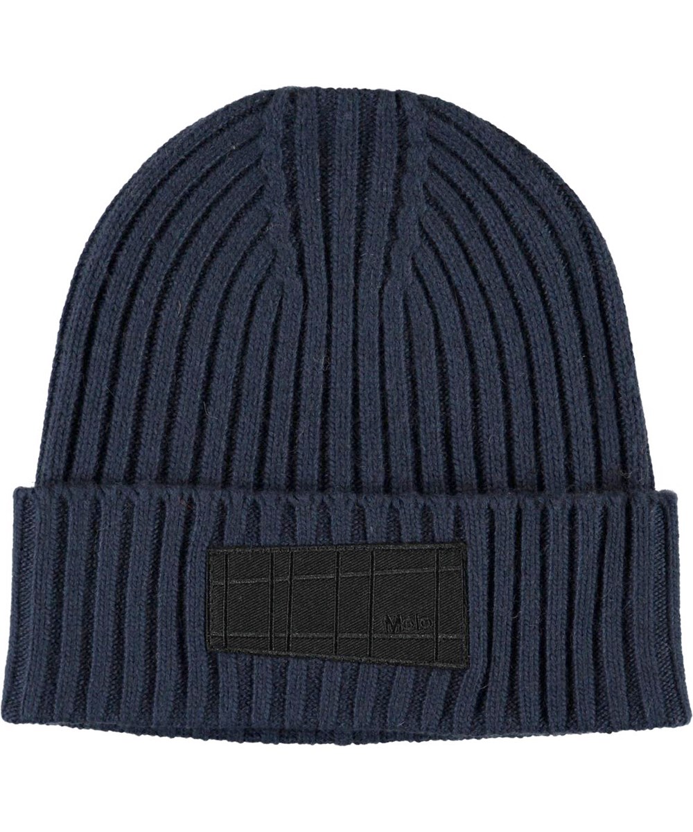 Karli - Dark Navy - Blauwe gebreide kabelmuts