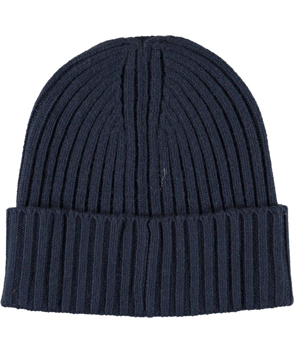 Karli - Dark Navy - Blauwe gebreide kabelmuts