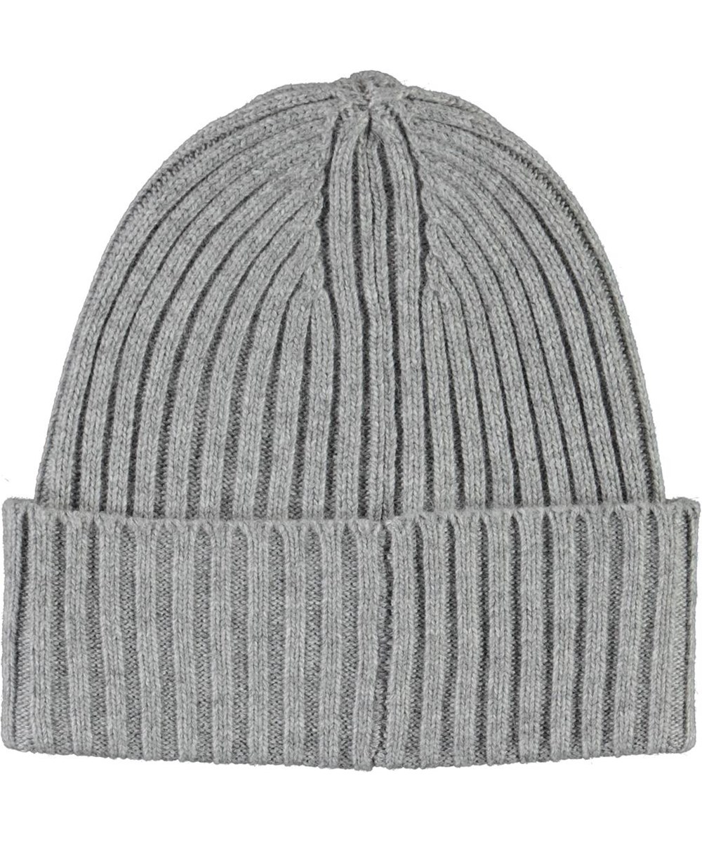 Karli - Warm Grey Melange - Gebreide kabelmuts in grijze wol