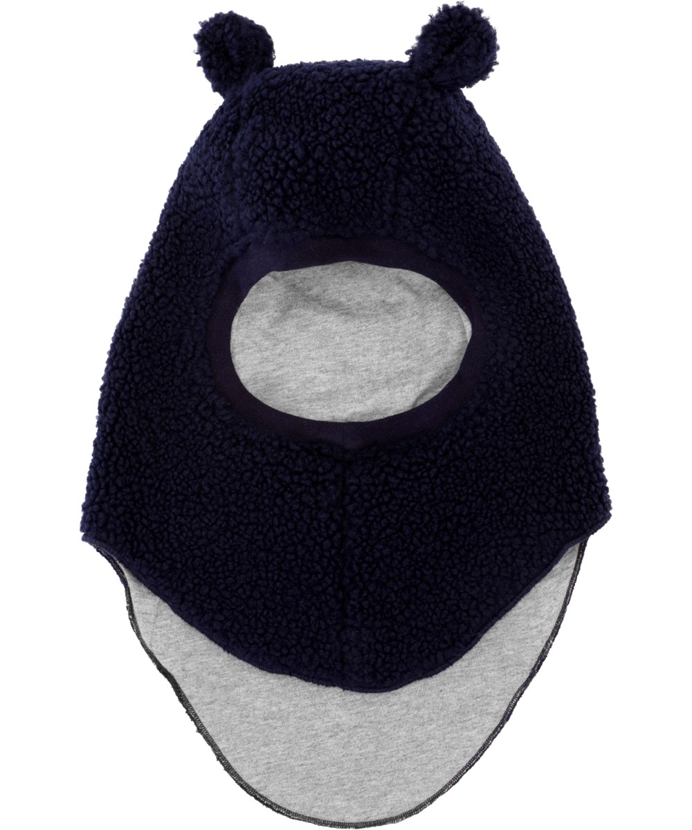 Kay - Dark Night - Donkerblauwe bivakmuts met schattige teddybeeroortjes voor baby's en peuters.