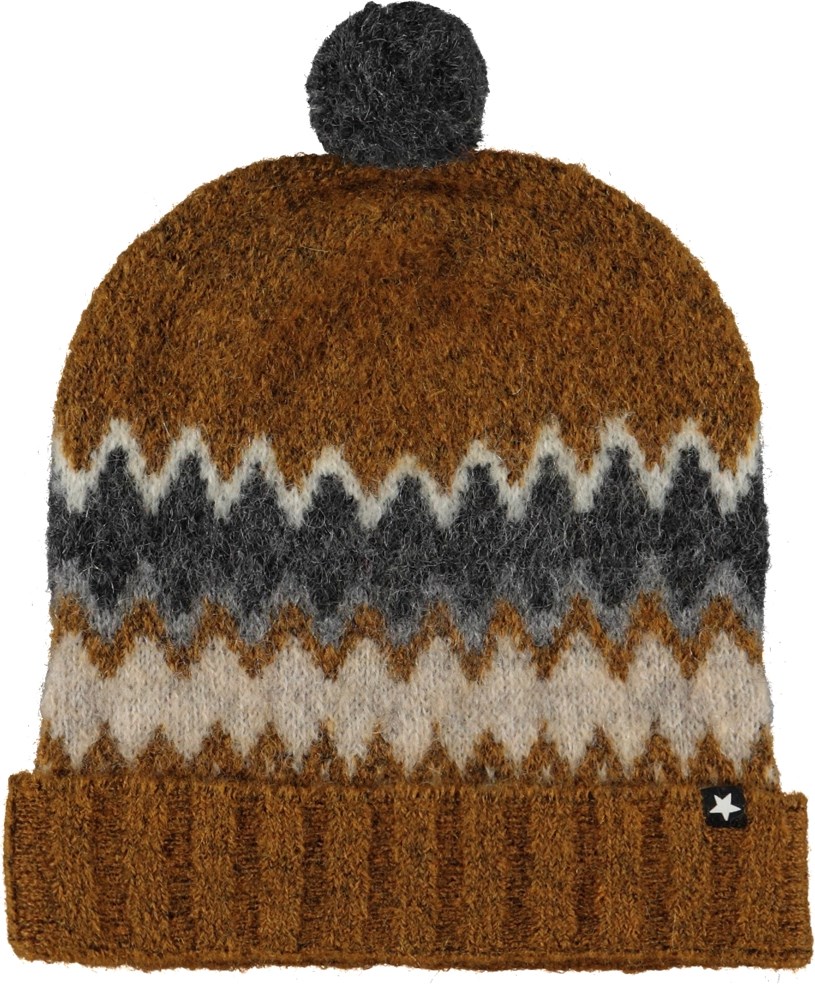 Keeli - Nordic Neutral - Bruine muts met Noors patroon