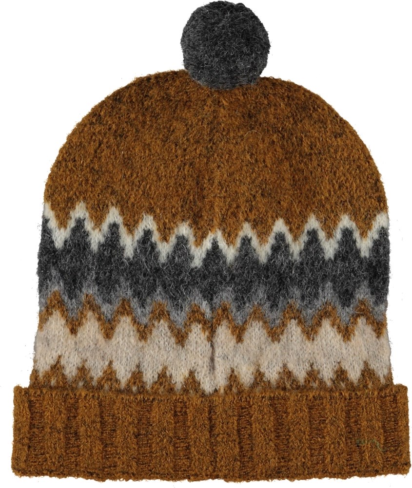 Keeli - Nordic Neutral - Bruine muts met Noors patroon