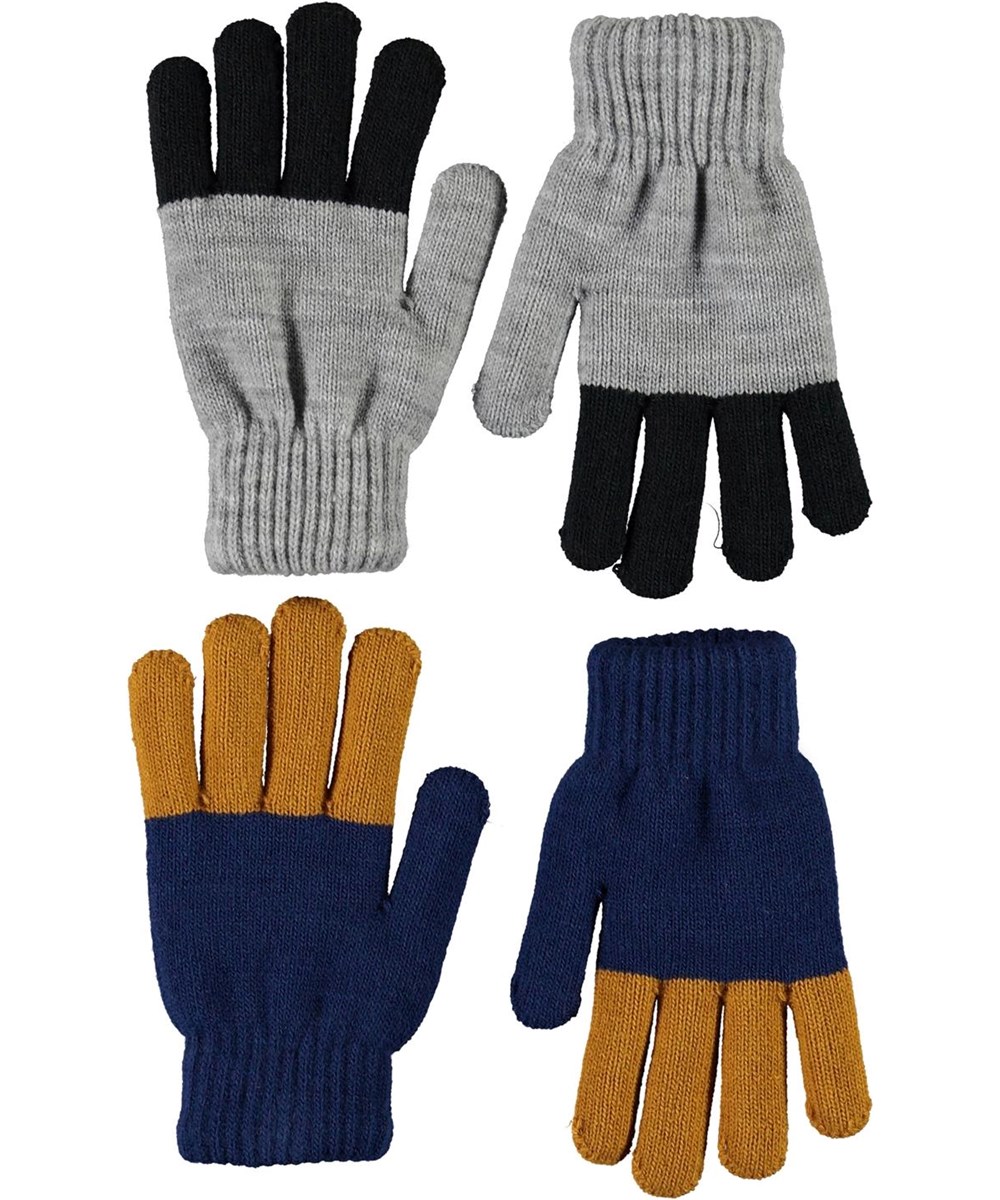 Keen - Ink Blue - Twee paar gebreide handschoenen in blauw en grijs