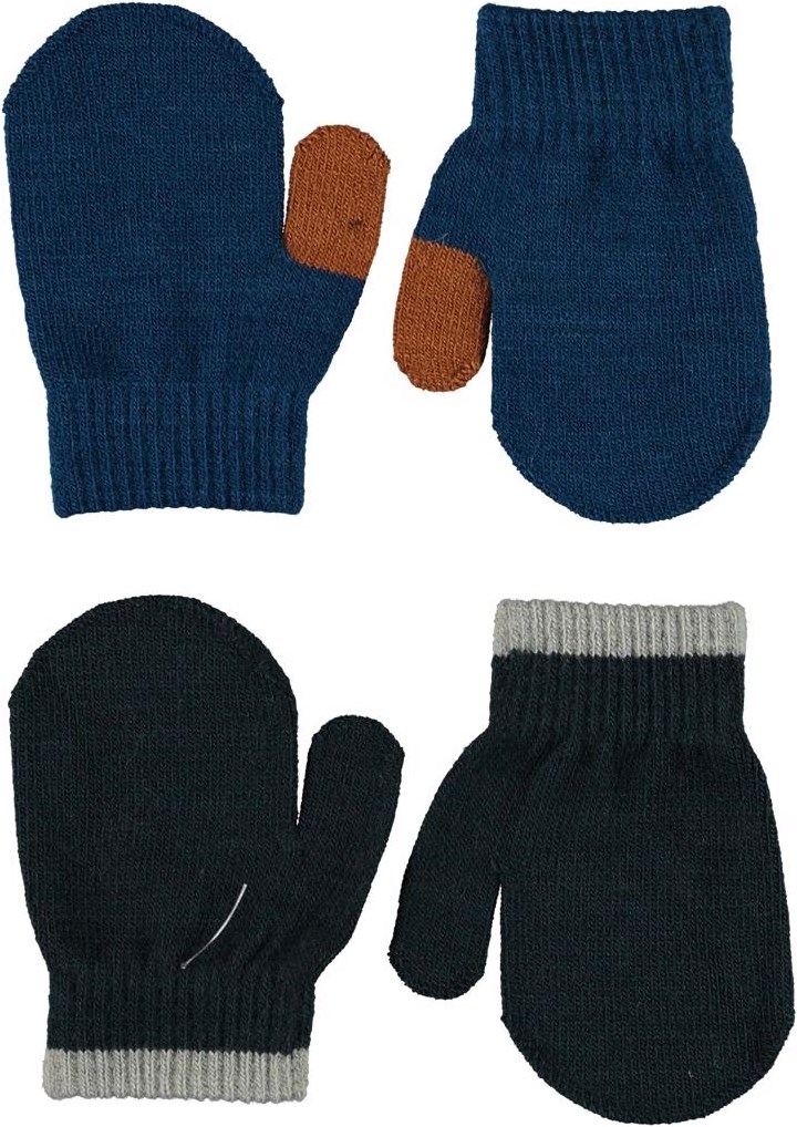 Kenny - Sea - 2 Paar baby wanten in blauw en zwart