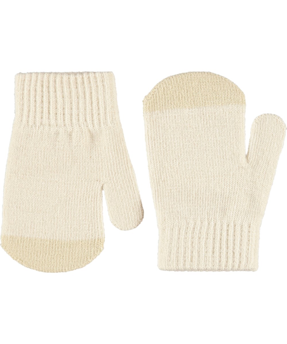 Kenny - White Noise - Duo pak gebreide kinderwanten in gebroken wit en beige.