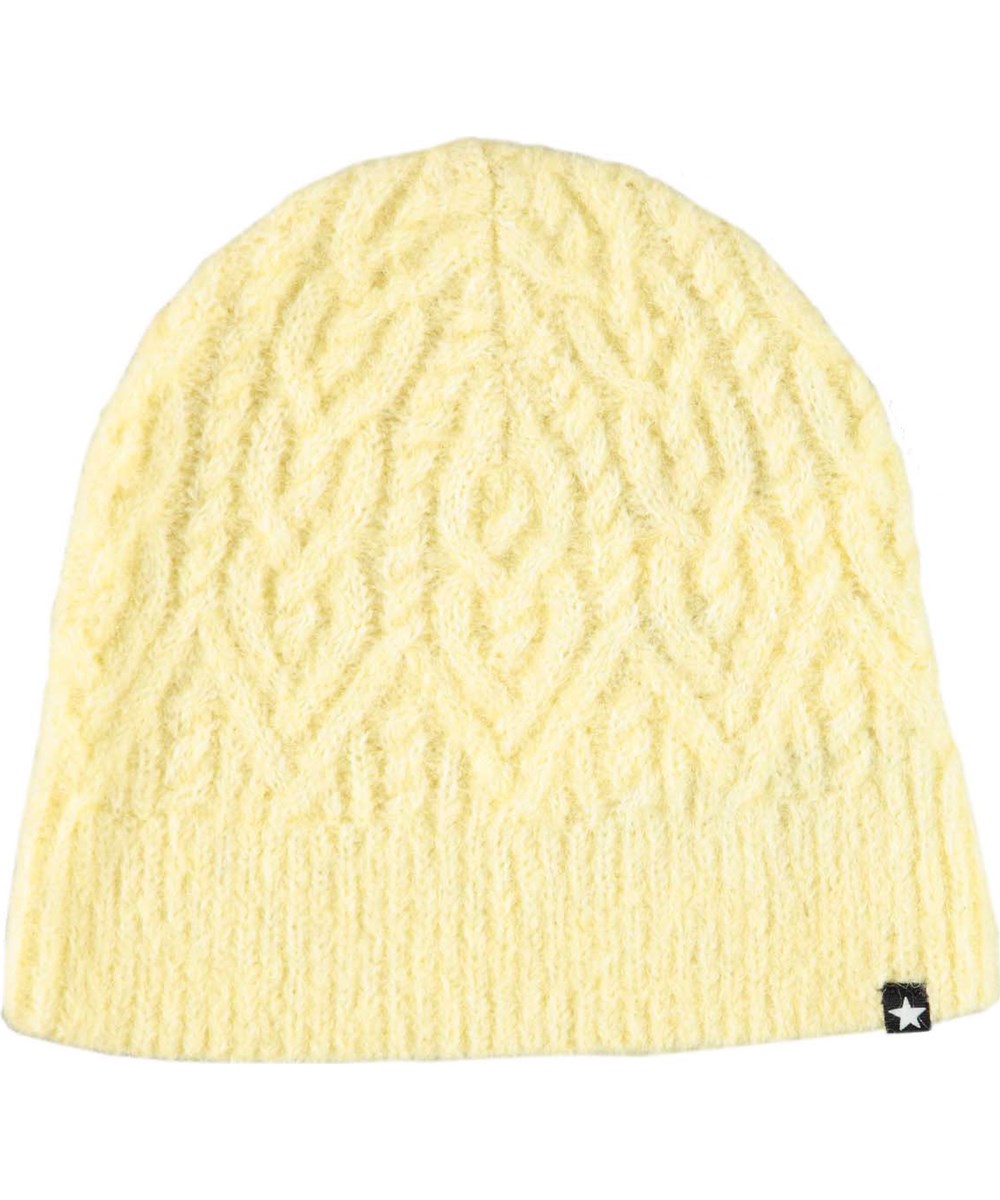 Kikko - Erantis - Gele gebreide muts met patroon in alpaca wol 