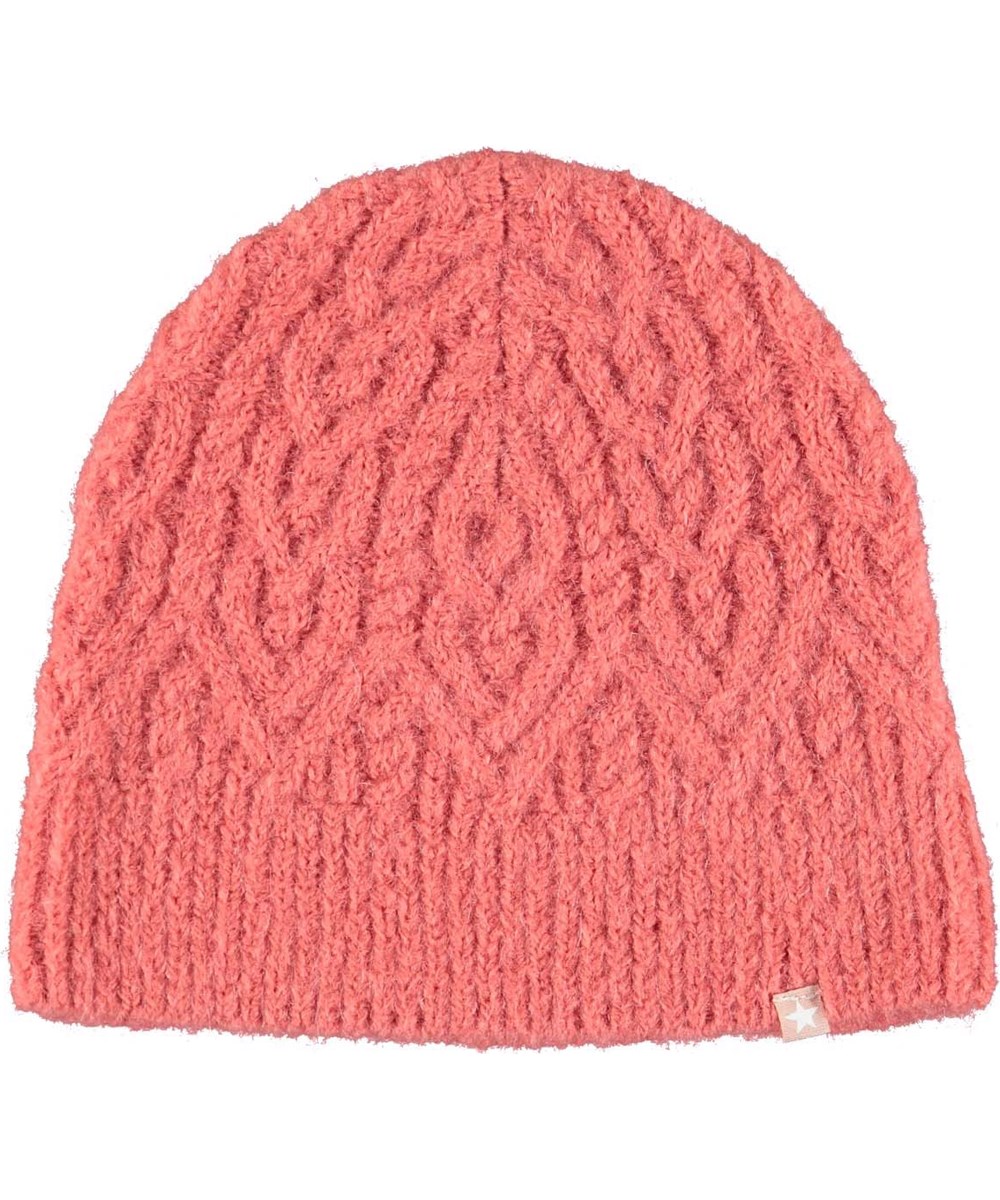 Kikko - Petals - Lichtroze gebreide muts met patroon in alpaca wol 