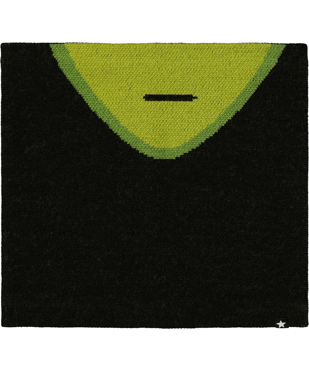 Kleo - Alien Face - Zwarte muts en kolsjaal voor kinderen in een wolmix met alien motief.