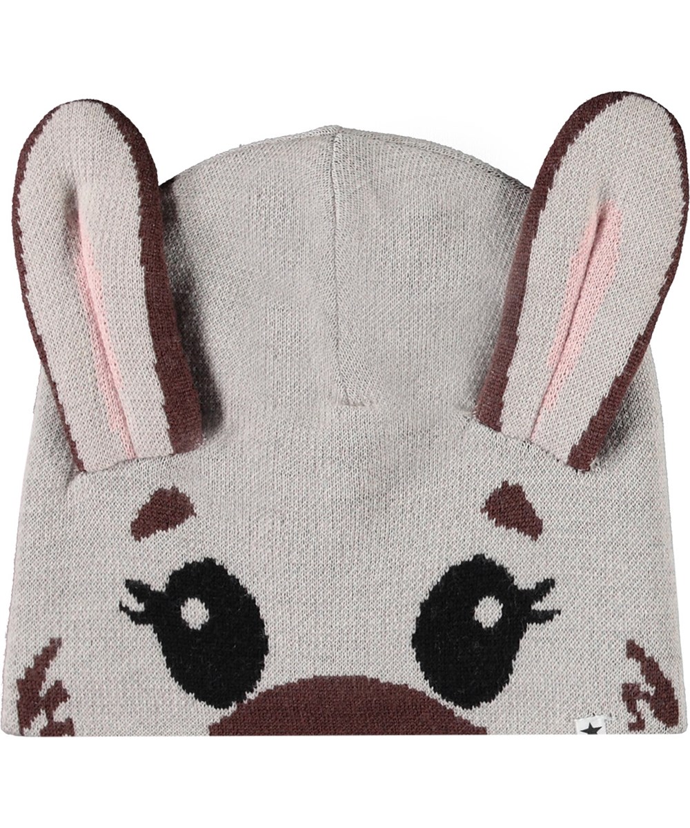 Kleo - Crystal Gray - Set van muts en infinity sjaal voor kinderen in een wolmix met konijnenontwerp.