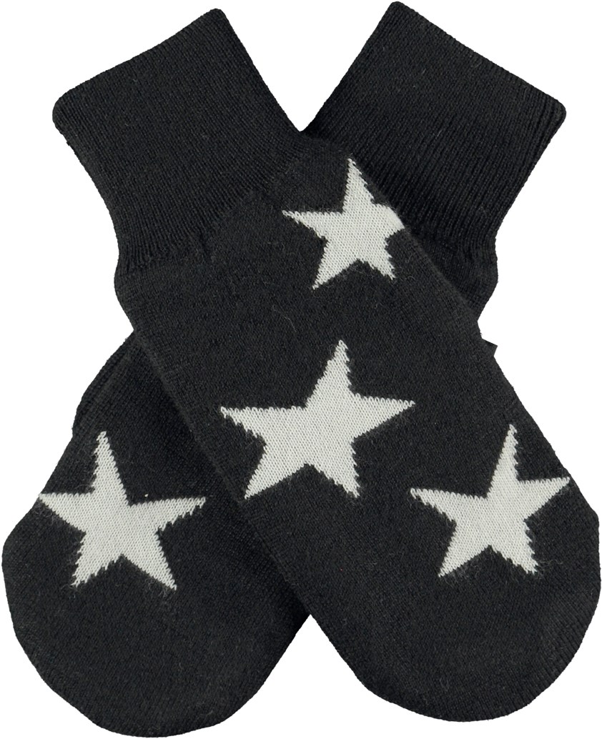 Snowfall - Black - Gebreide handschoenen in het zwart met sterren