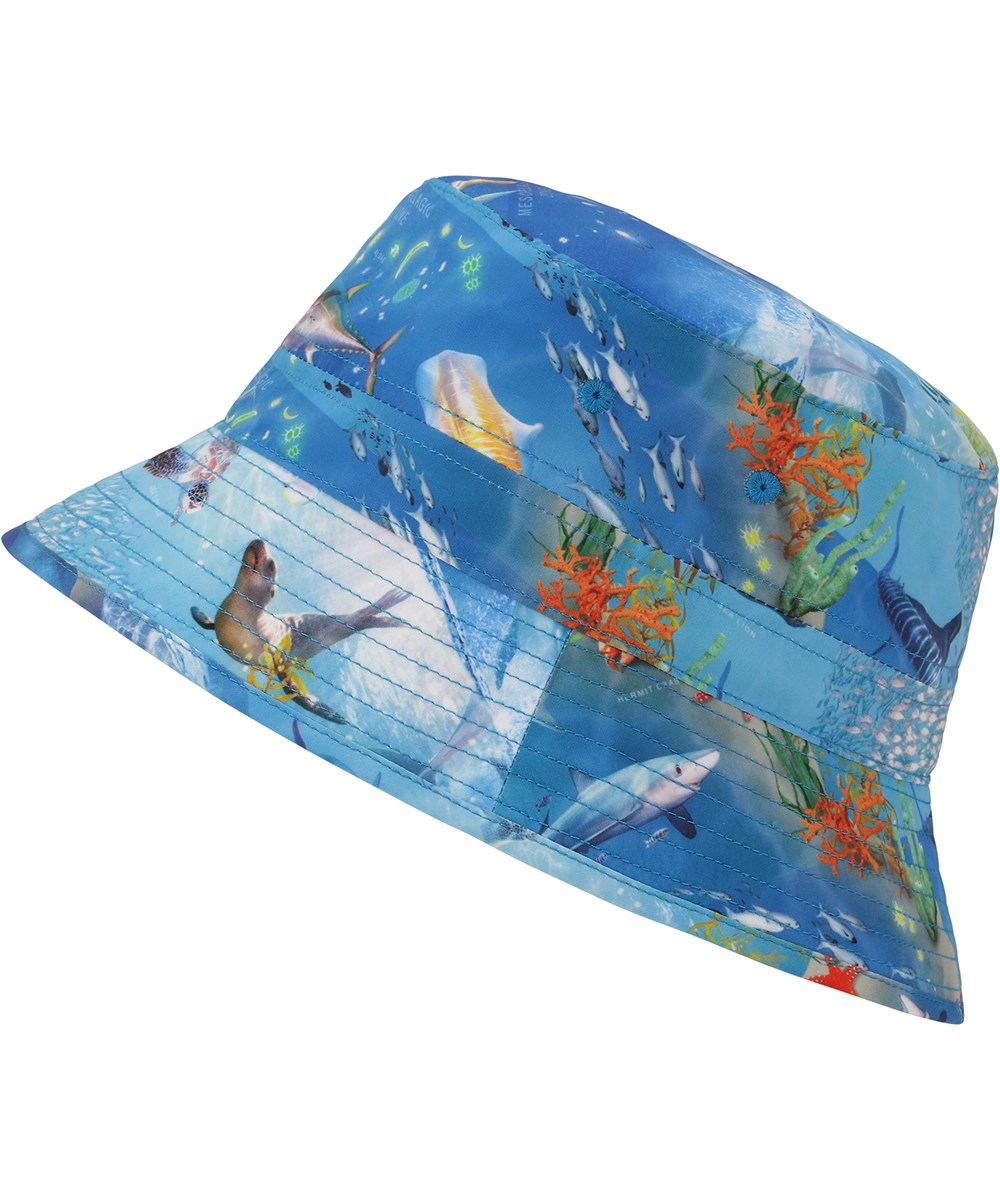 Niks - Ocean Zones - Blauwe bucket hat met print van het leven in de zee