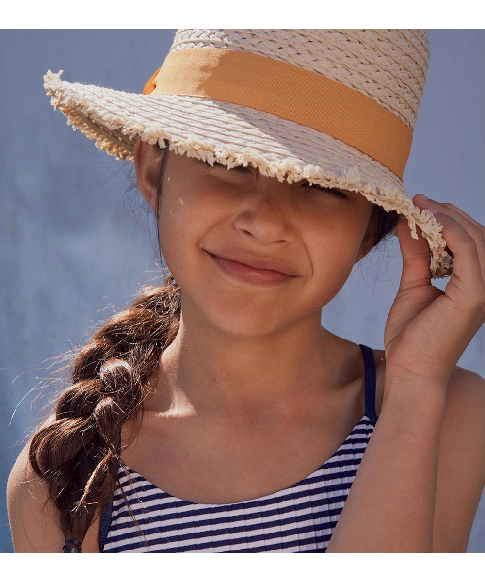 Sunhat - Straw - Lichte gekleurde strohoed met gele lint
