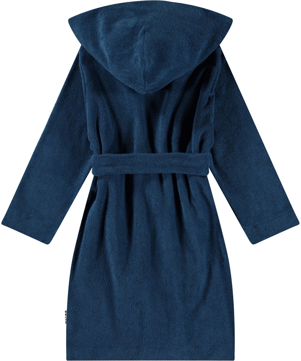 Wyn - Best Blue - Donkerblauwe badjas voor kinderen gemaakt van superzachte, biologische katoenen badstof.