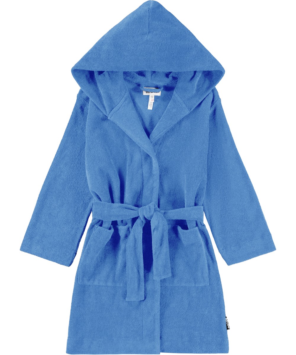 Wyn - Galaxy Blue - Donkerblauwe badjas voor kinderen gemaakt van superzacht, biologisch katoenen badstof.