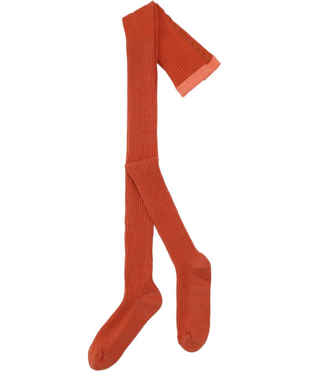 Glitter Rib Tights - Burnt Ochre - 