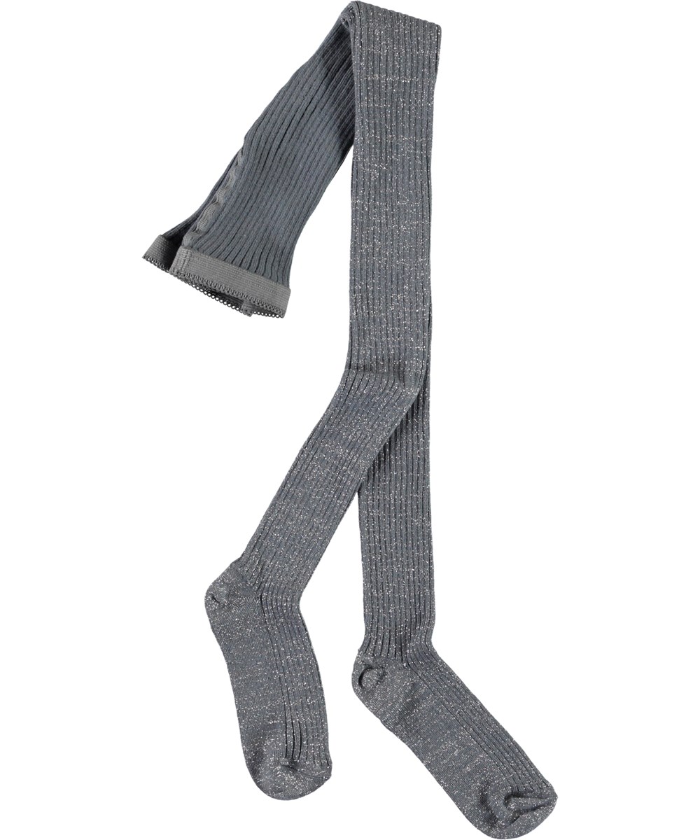 Glitter Rib Tights - Stormy Weather - Grijze rib glitter maillot