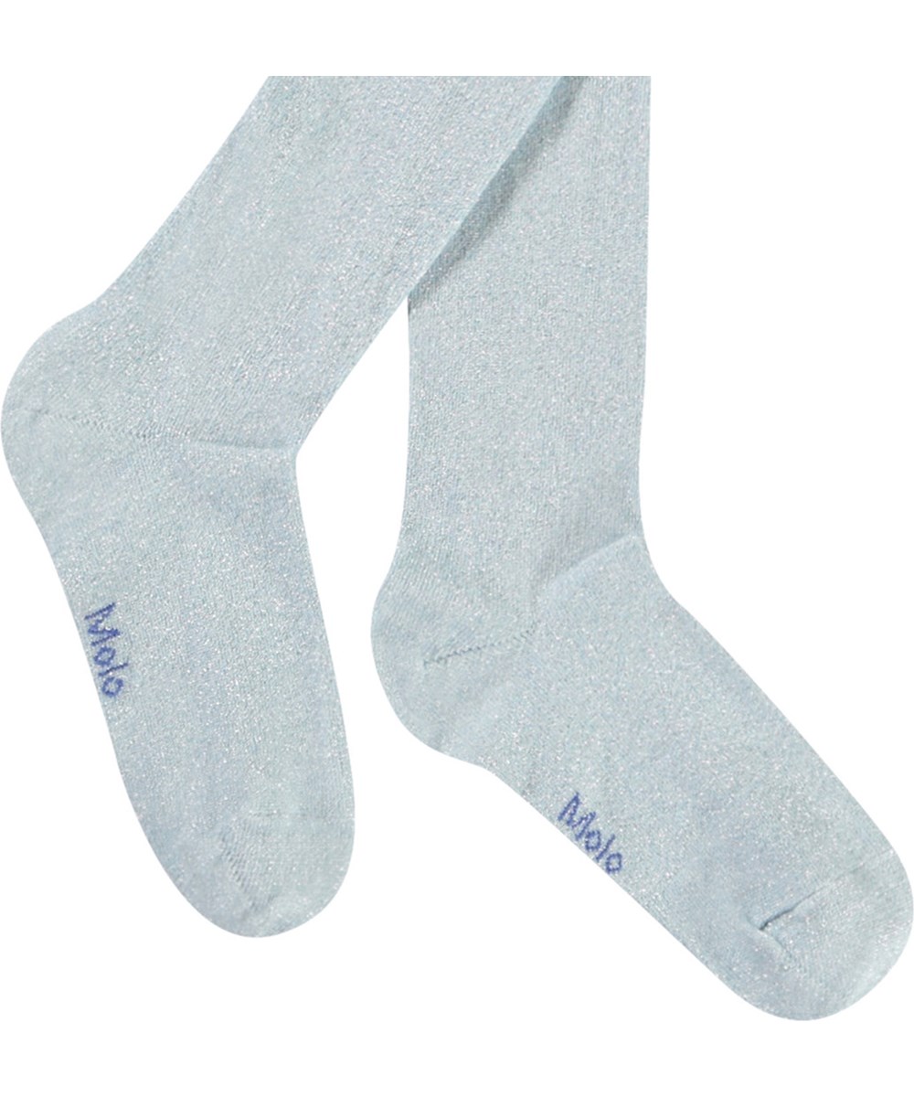 Glitter tights - Skywriting - Lichtblauwe glitter kindermaillot.