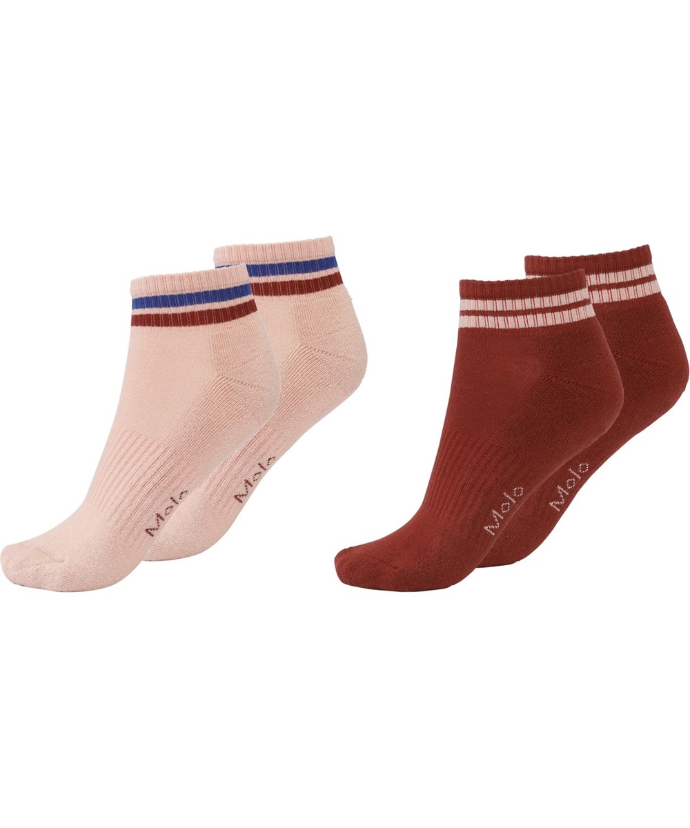Nannci - Rosewood - Twee paar enkelsokken in roze en rood