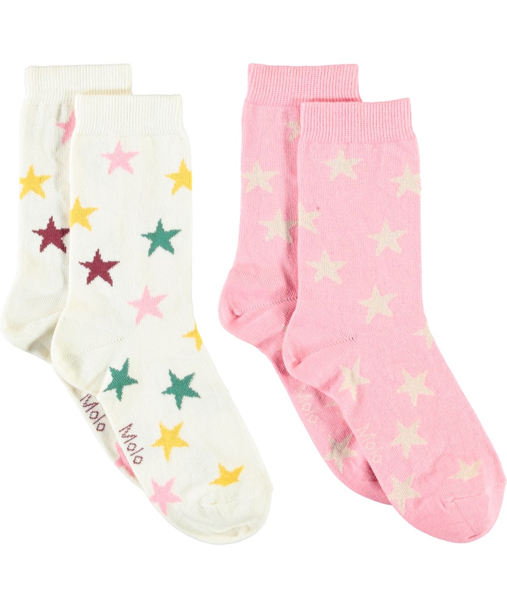 Nesi - Pearled Ivory - Twee paar sokken met sterren