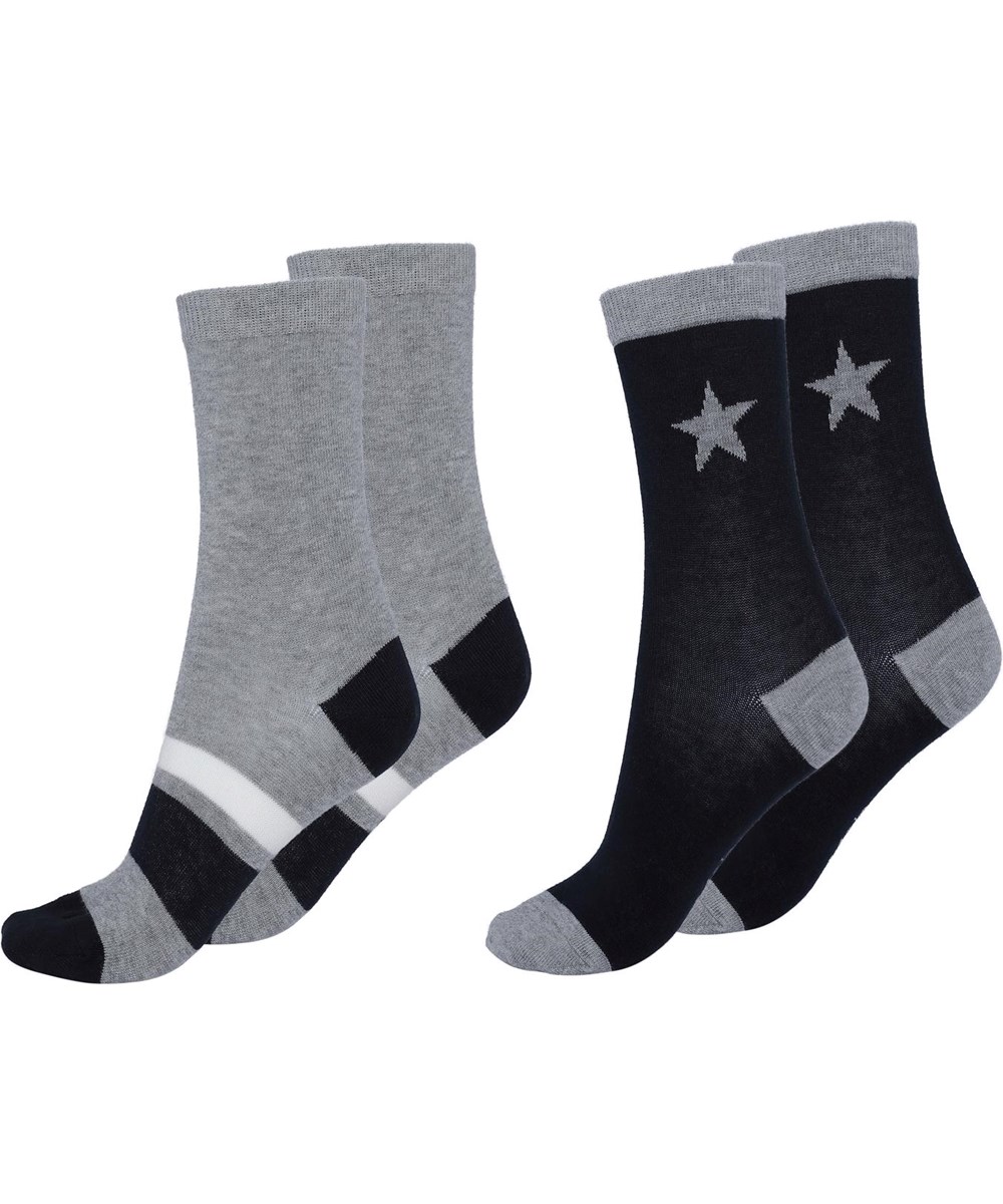 Nitis - Dark Navy - Twee paar sokken met sterren