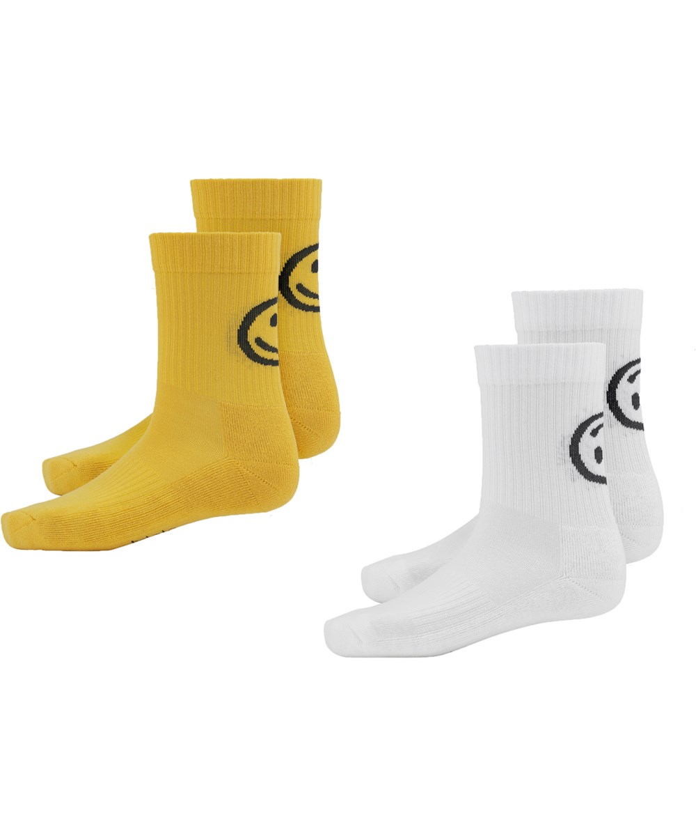 Norman - Sunray - Twee paar sportieve Oeko-Tex sokken in geel en wit