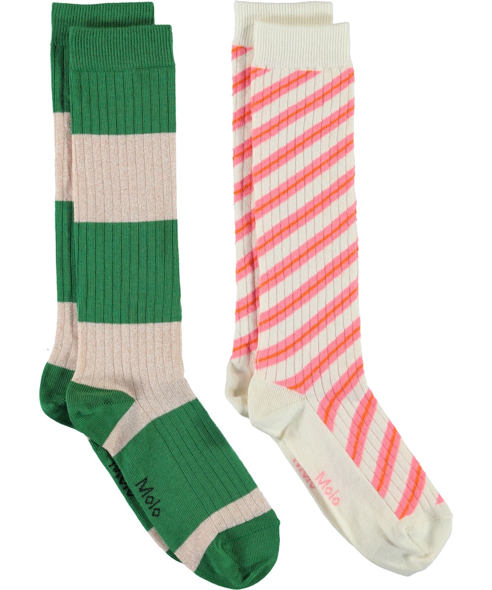 Norvina - Pearled Ivory - Lange gestreepte sokken