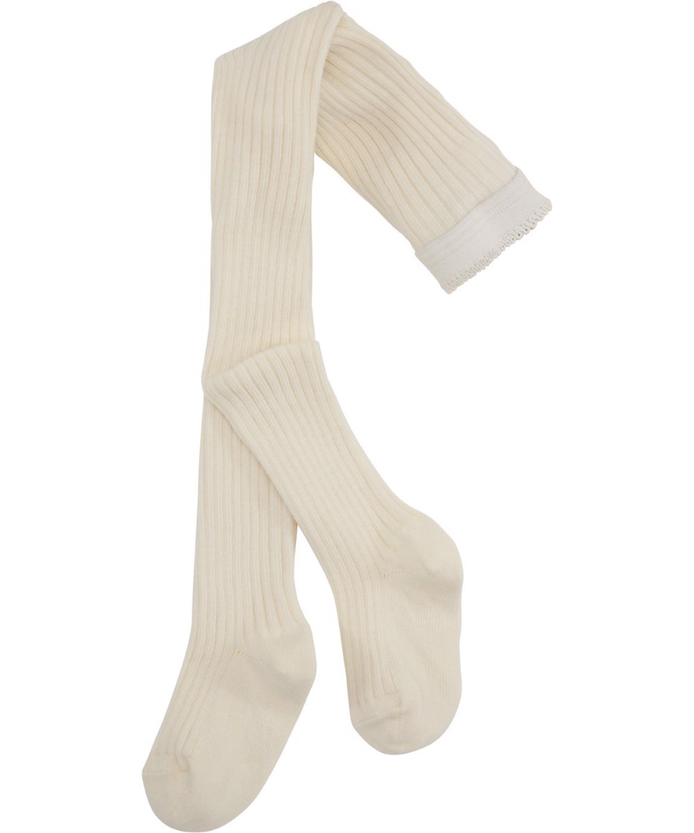 Rib Tights - Sea Shell - Parelmoerkleurige fijngebreide maillot in zachte rib met elastische taille