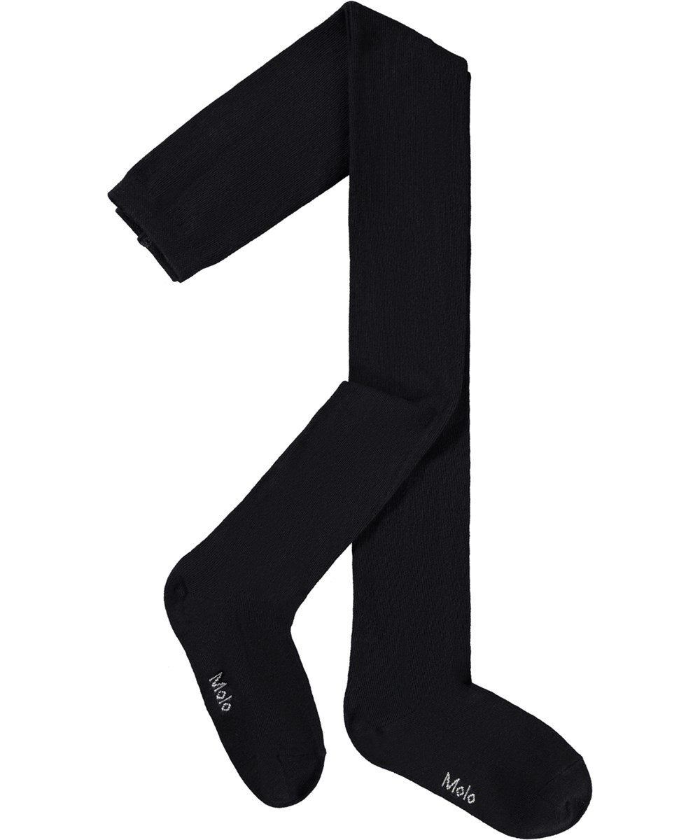 Solid Tights - Black - Zwarte fijngebreide katoenen maillot