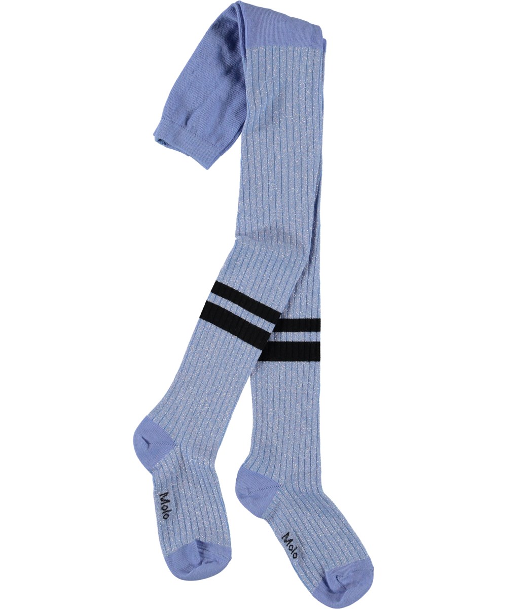Sporty Rib Tights - Pale Iris - Paarse glitter maillot met strepen