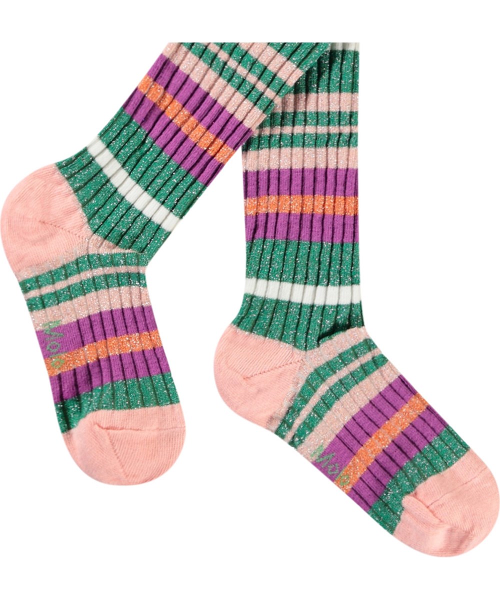 Stripy Tights - Exotic Stripe - Kleurrijke gestreepte en geribbelde kindermaillot.