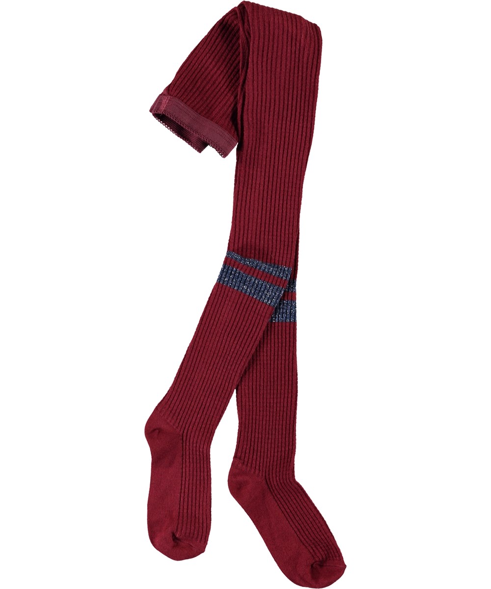 Structured Tights - Sumak - Bordeaux rode maillot met strepen