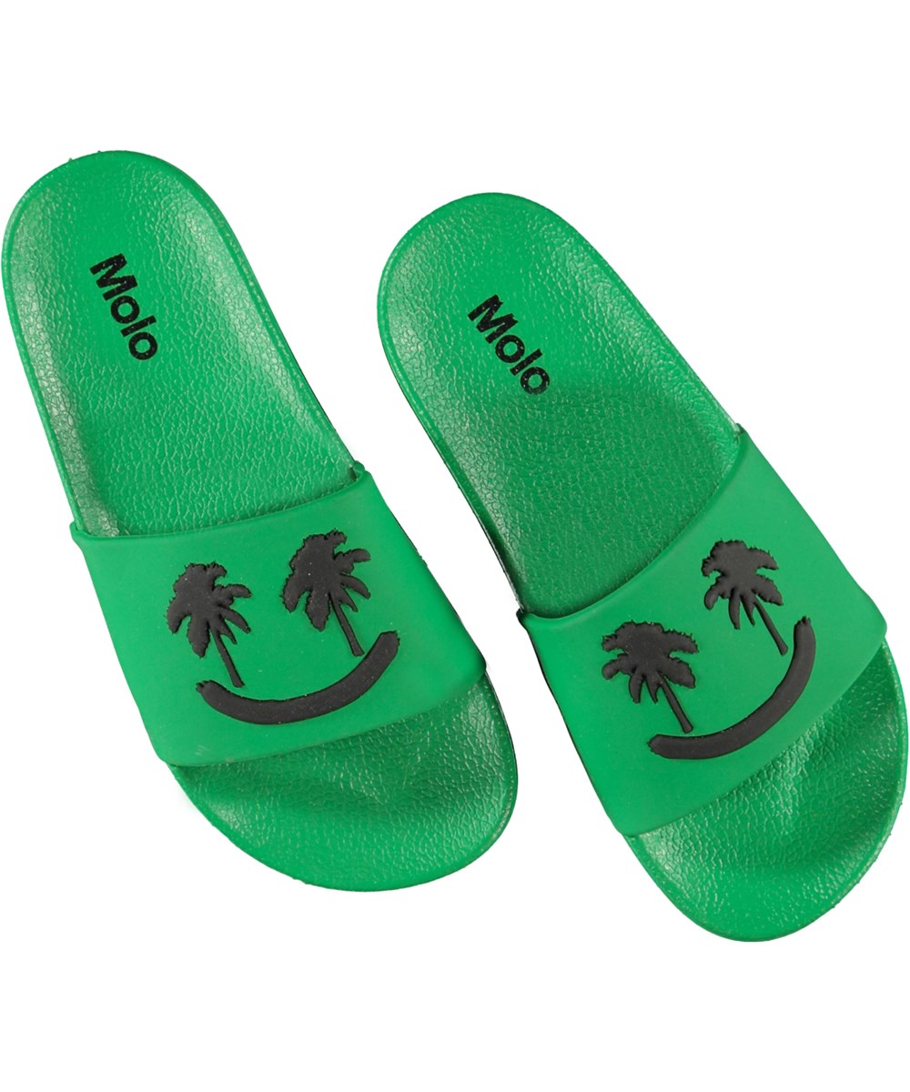 Zhappy - Green Bee - Groene palmboom smiley badslippers