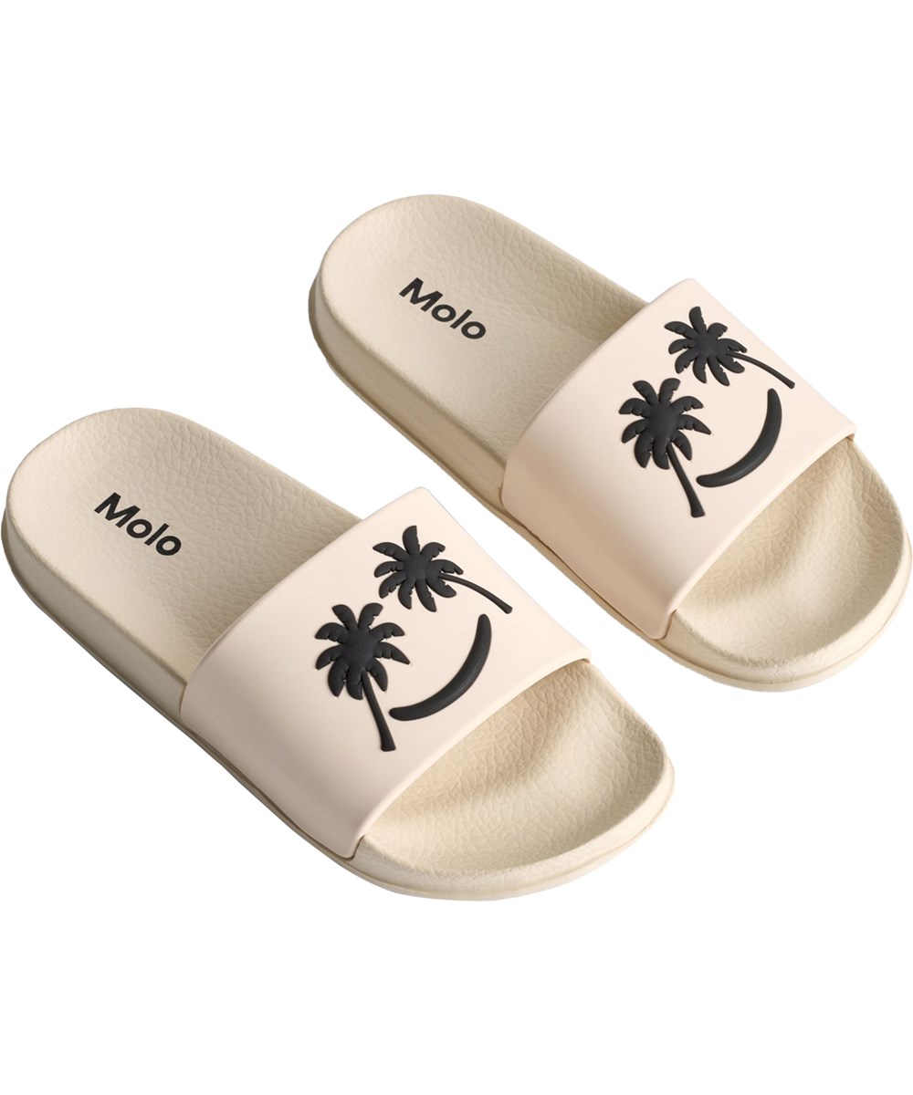 Zhappy - Whitecap - Crèmekleurige, waterafstotende badslippers voor kinderen.