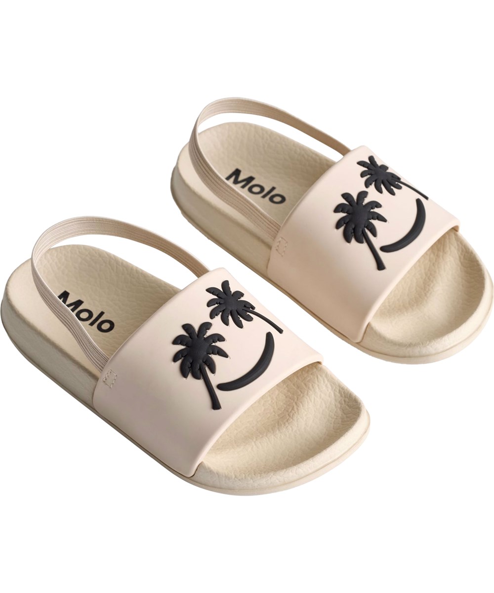 Zhappy - Whitecap - Crèmekleurige, waterafstotende badslippers voor kinderen.