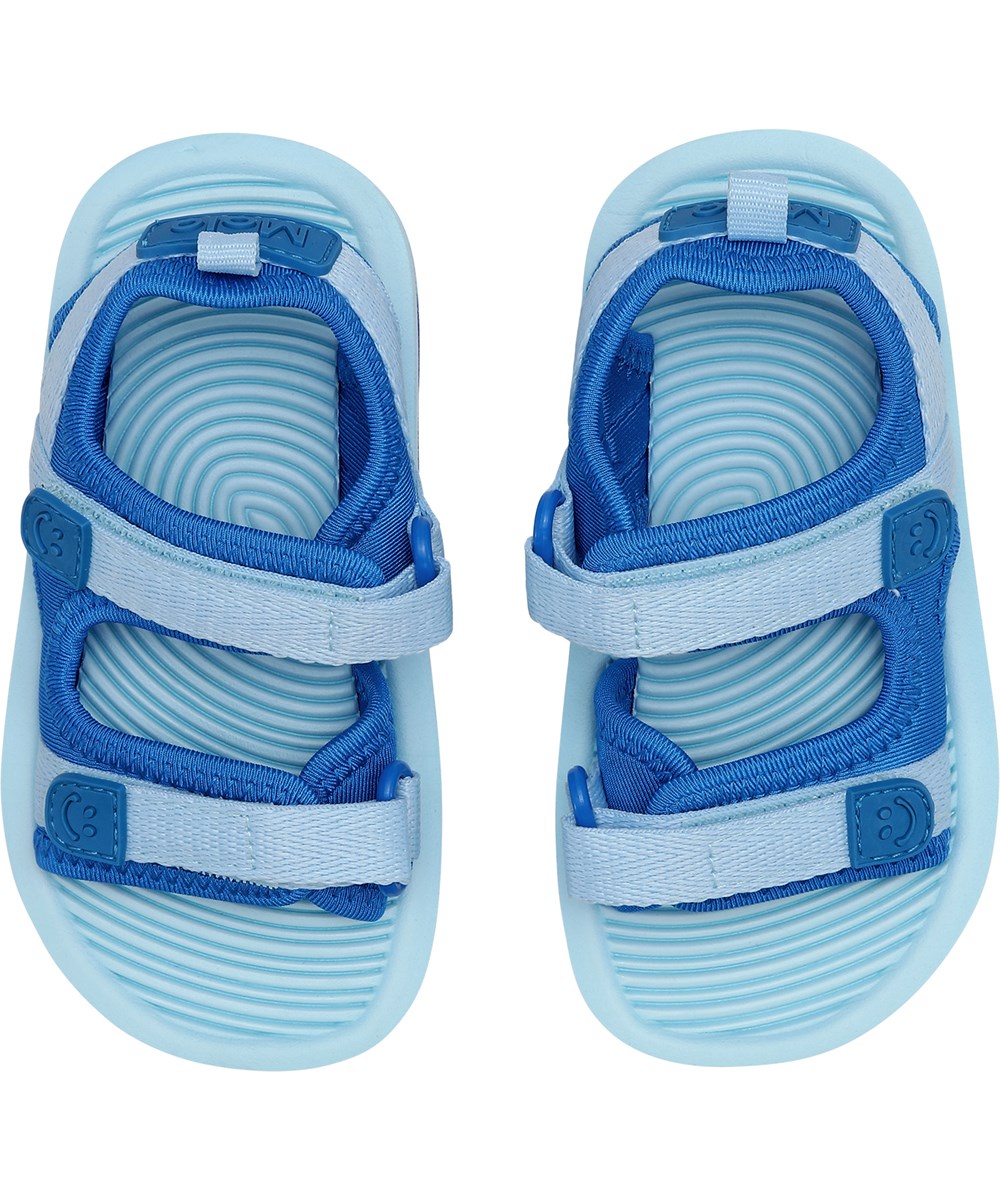 Zola - Vivid Blue - Blauwe en lichtblauwe sandalen met klittenband