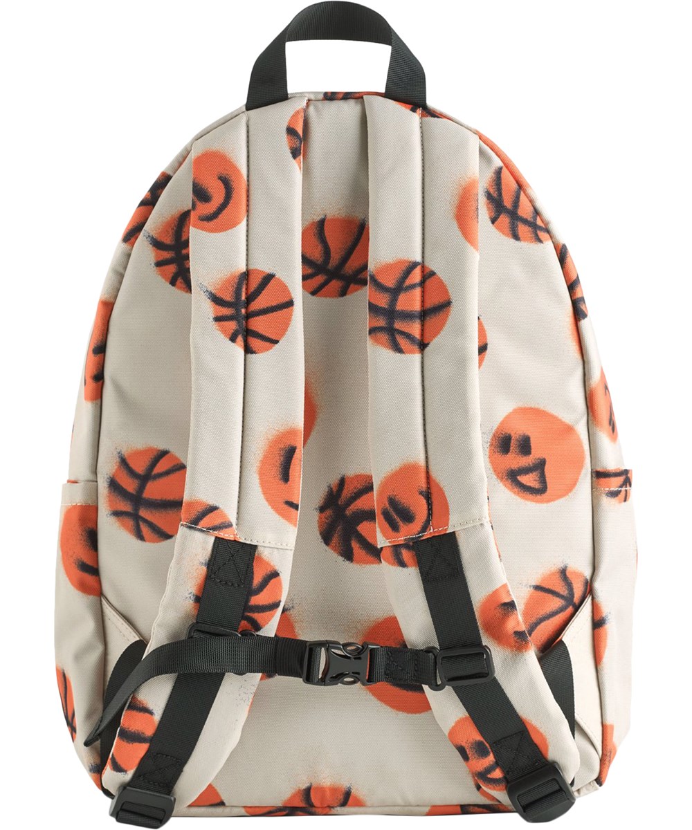 Backpack Mio - Basketballs - Beige rugzak voor kinderen met een basketbalprint