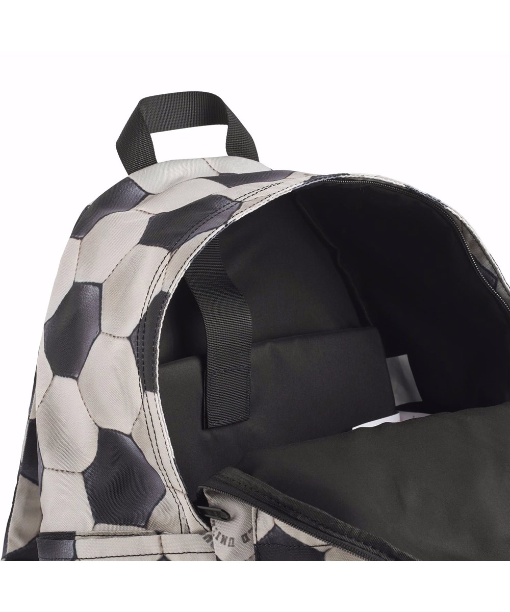 Backpack Mio - Football Noise - Zwart witte schoolrugzak met voetbalprint