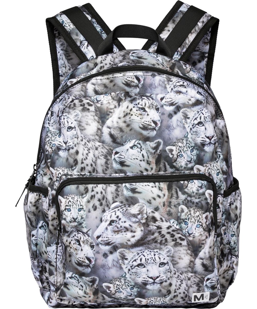 Big Backpack - Winter Leopards - Recycled rucksack with snow leopard print